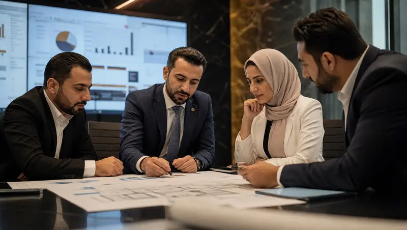 فريق من المستشارين يراجع دراسة مشروع